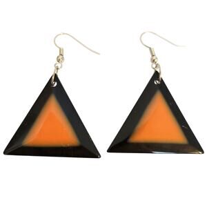 Orange Triangle Earrings Lightweight Plastic Dangle 1.9" Y2K Festival 1980's